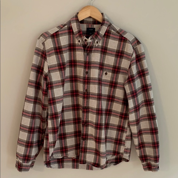 J. Crew Factory Plaid Cotton Button Up Shirt Elbow Patches XL Gorpcore Casual - Picture 2 of 11